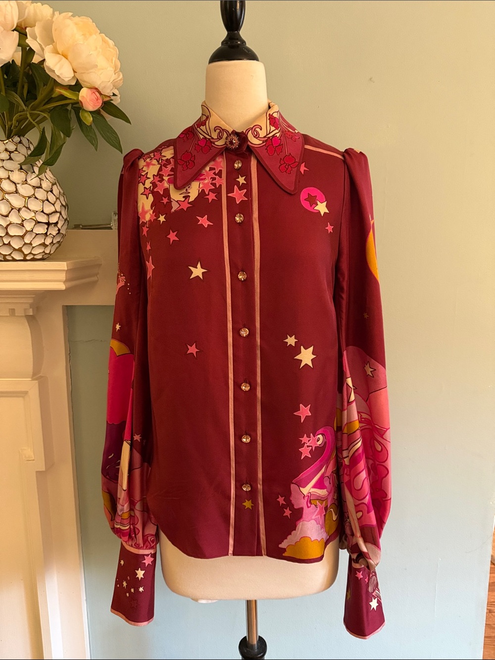 Zimmermann Concert Print Blouson Silk Button Down - Picture 2 of 7